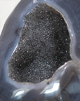 Natural Blue Agate Geode with Grey Tone Druzy Crystals - MWS0395