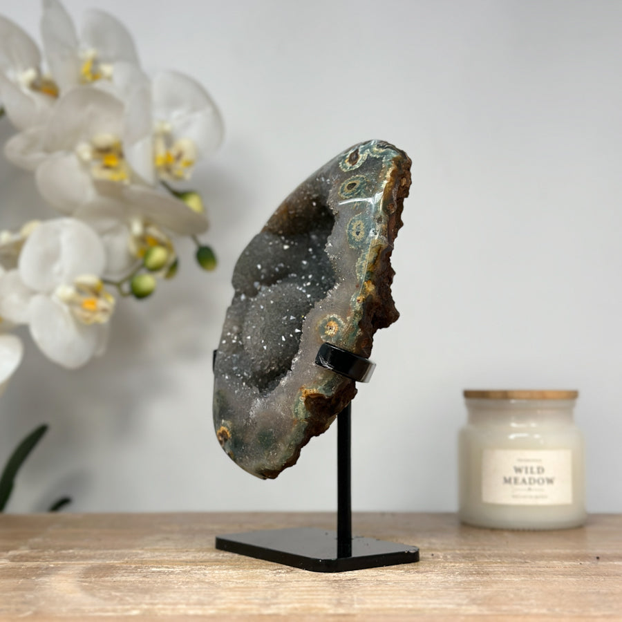 Natural Quartz &amp; Jasper Geode, Stand Included - MWS1470
