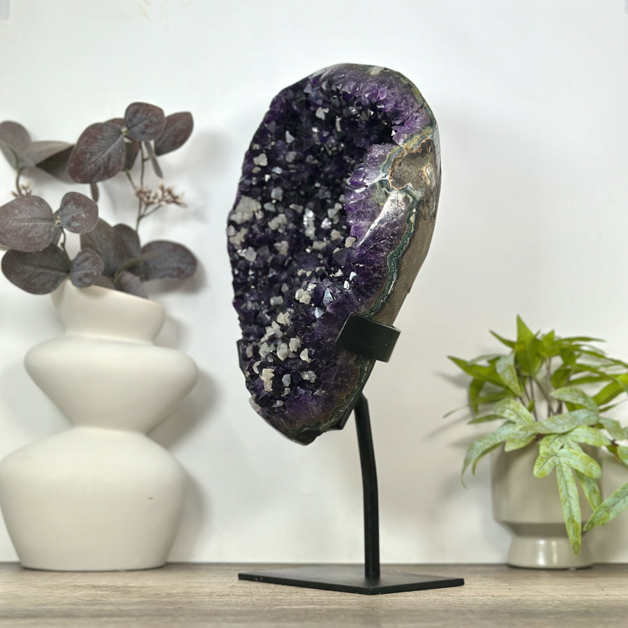 Large Natural Amethyst Specimen with Calcite Inclusions - MWS3092
