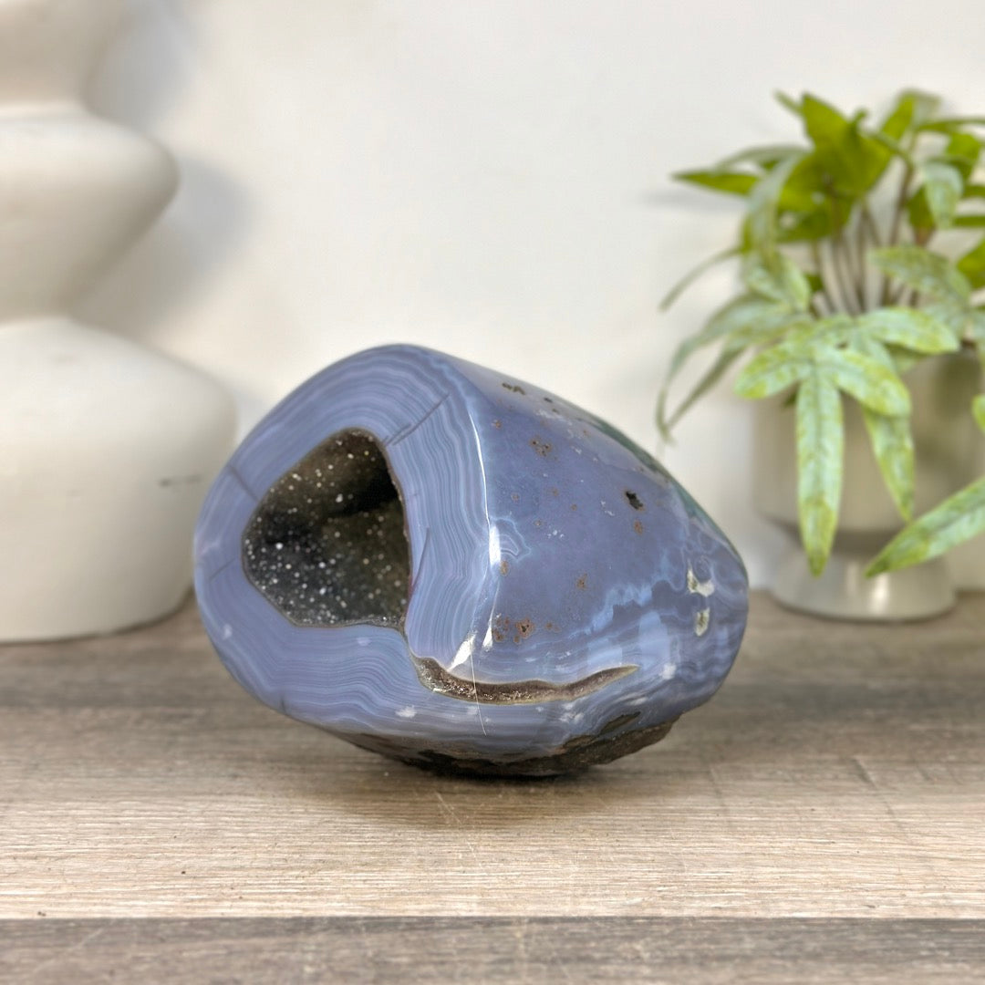 Blue Banded Agatae Stone Geode - STGE0097