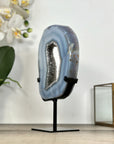 Natural Blue Banded Agate Portal with Metallic Stand - MWS2916
