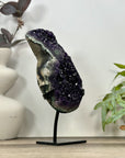 Natural Deep Purple Amethyst Cluster on Metal Stand - MWS3189