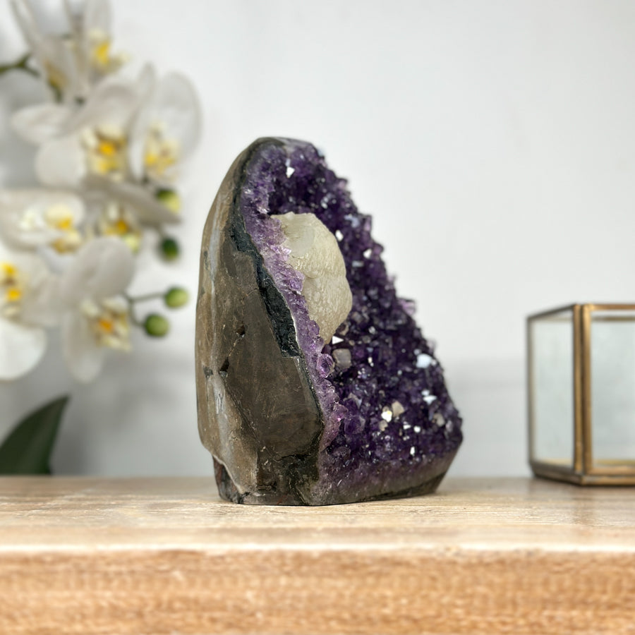Amethyst Crystal with Unique White Calcite Formation - CBP1159