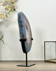 Blue Banded Agate Stone Slice on Metal Stand - MWS3002