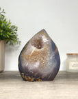 Agate & Quartz Flame Carving Geode - FST0155