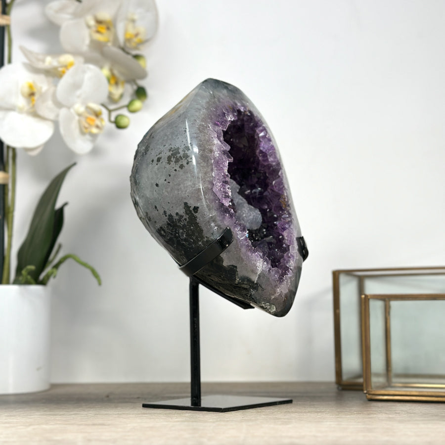 Natural Amethyst Geode with Calcite Crystal Formation - MWS2185
