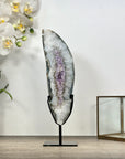 Natural Quartz & Amethyst Stone Geode Slice on Stand - MWS3004