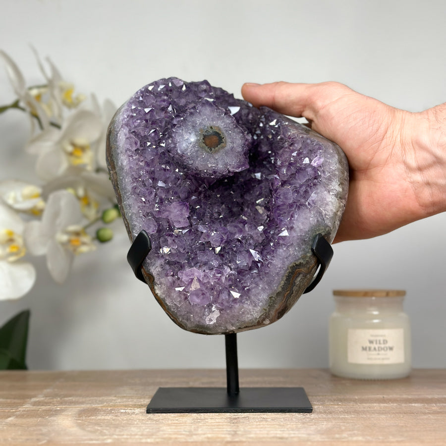Natural Amethyst Crystal Geode with Stalactite Eye Formation - MWS1344