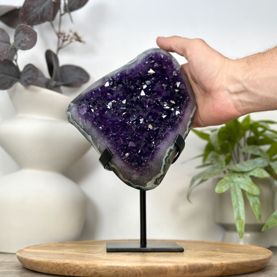 Top Grade Natural Amethyst Stone Statement Piece with Green Jasper Shell - MWS3062