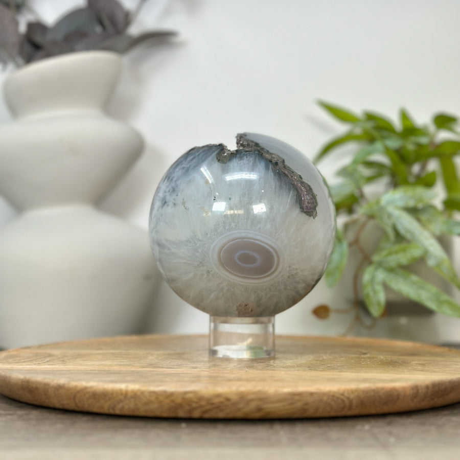 Natural Green Quartz Druzy Sphere Geode - SPH0185