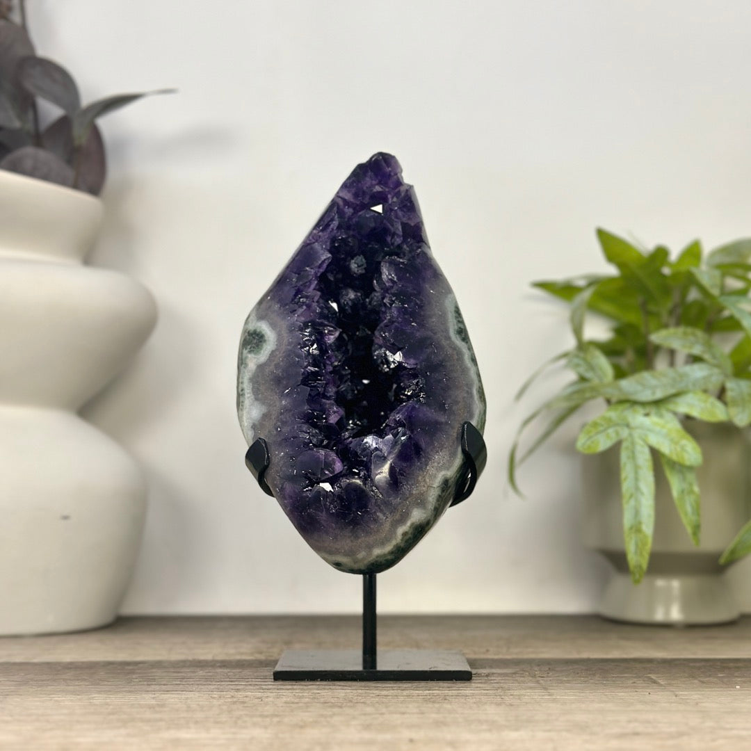 Top Quality Natural Amethyst Geode with Green Japer Shell - MWS3348