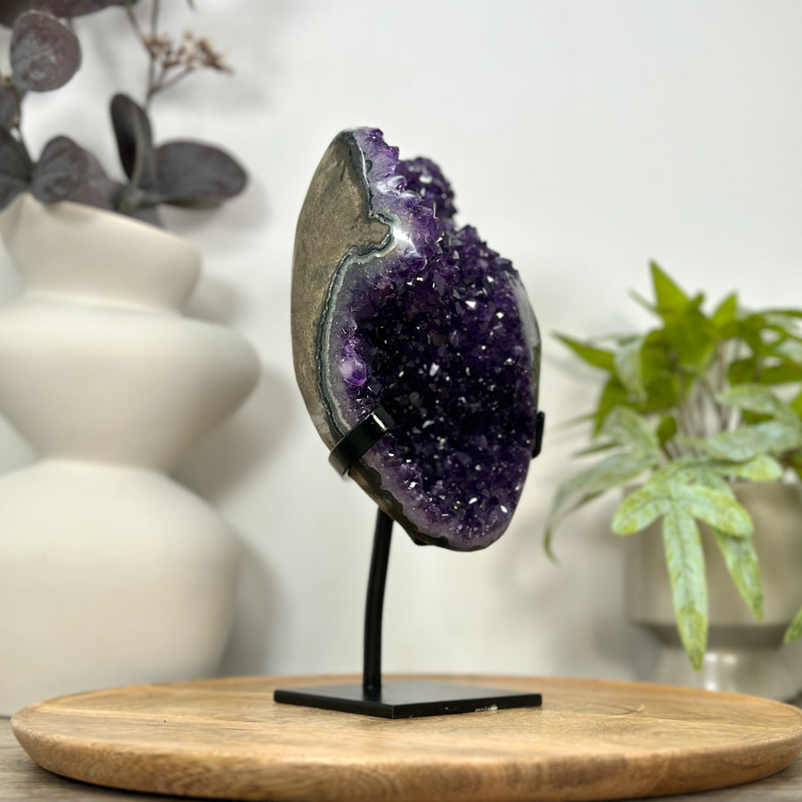 Premium Quality Amethyst Crystal Cluster – Natural Specimen on Stand - MWS3057