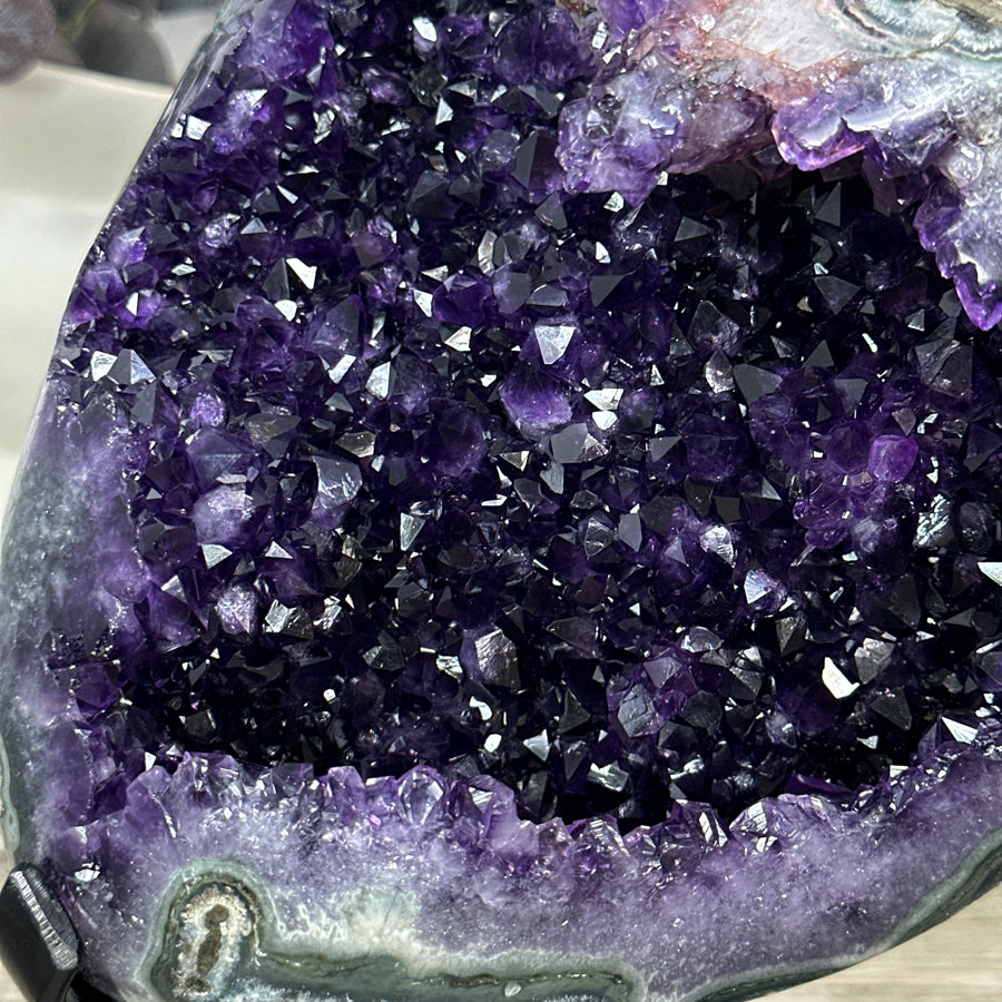 Unique Large Amethyst Stone with Huge Calcite Crystal Specimen - MWS3086