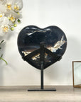 Natural Blue Banded Agate & Amethyst Stone Heart - HST0321