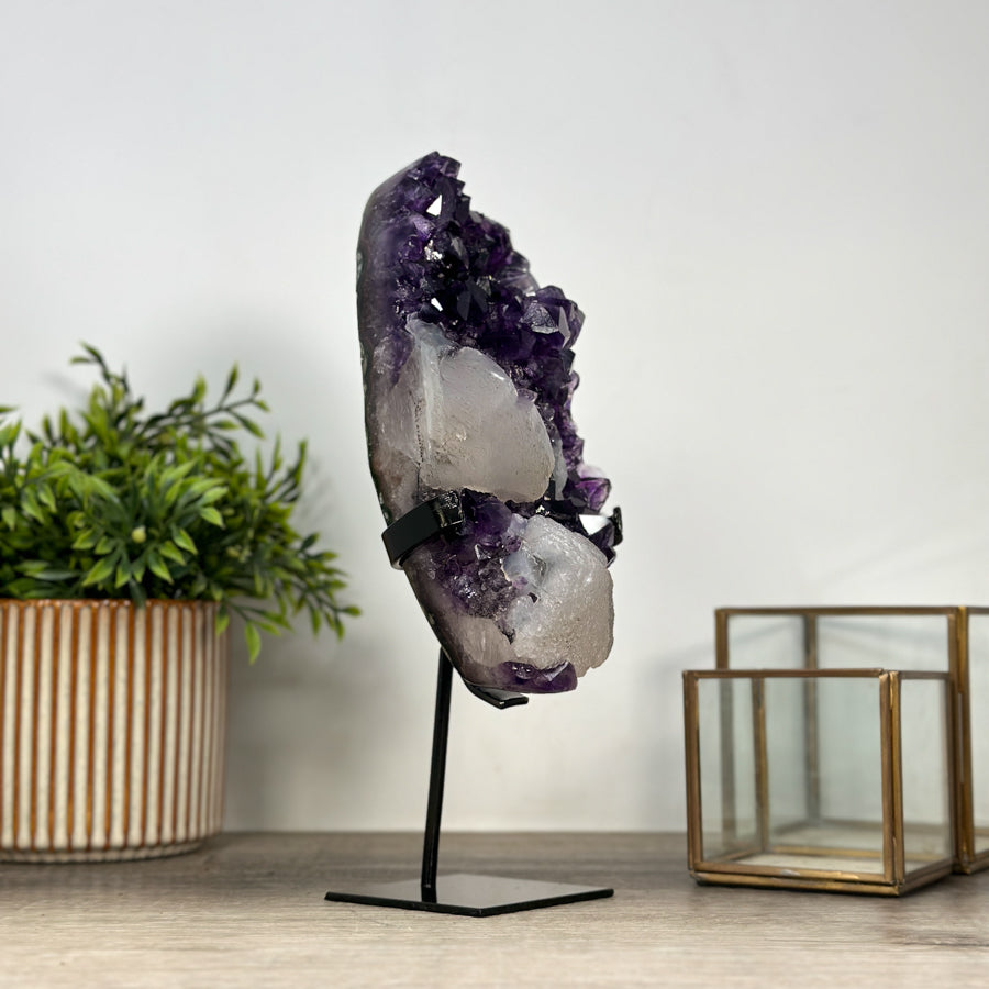 One of a Kind Natural Amethyst Cluster with Calcite Crystal - MWS2170
