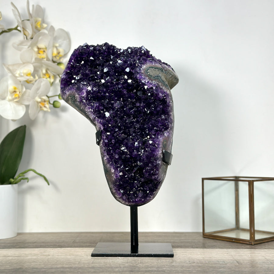 Premium Uruguayan Amethyst Geode With Metal Stand - MWS2753
