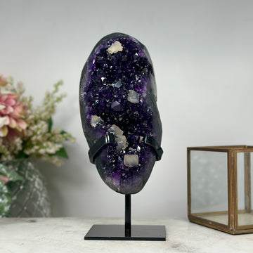 Beautiful Natural Amethyst with Calcite Crystal Inclusions: A Unique Decorative Piece - MWS0861