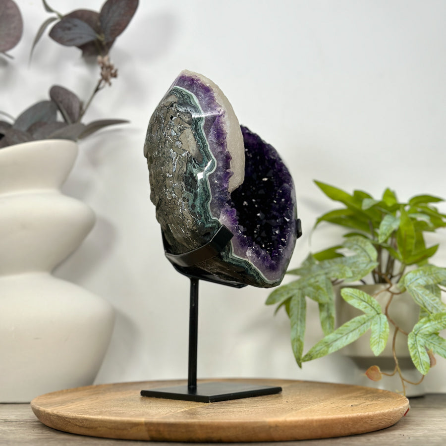 Natural Amethyst Cluster with Large Calcite Specimen - MWS3112