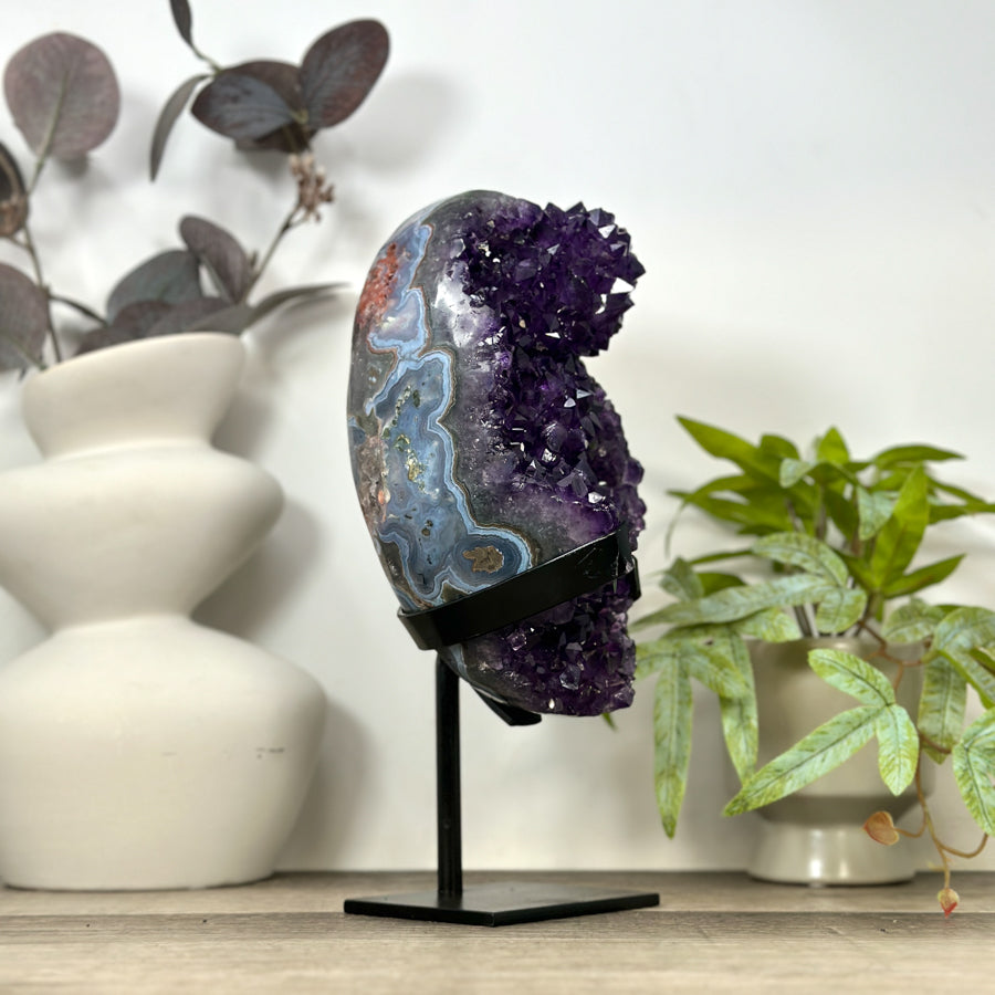 Natural Top Grade Amethyst Cluster on Metal Stand for Home Decor - MWS3169