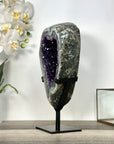 Deep Purple Amethyst Geode With Metal Stand – Unique Crystal Art - MWS2713