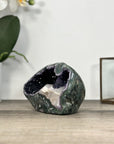 Amethyst Stone Geode with Green Japers Shell and Calcite Crystal Formation - STGE0014