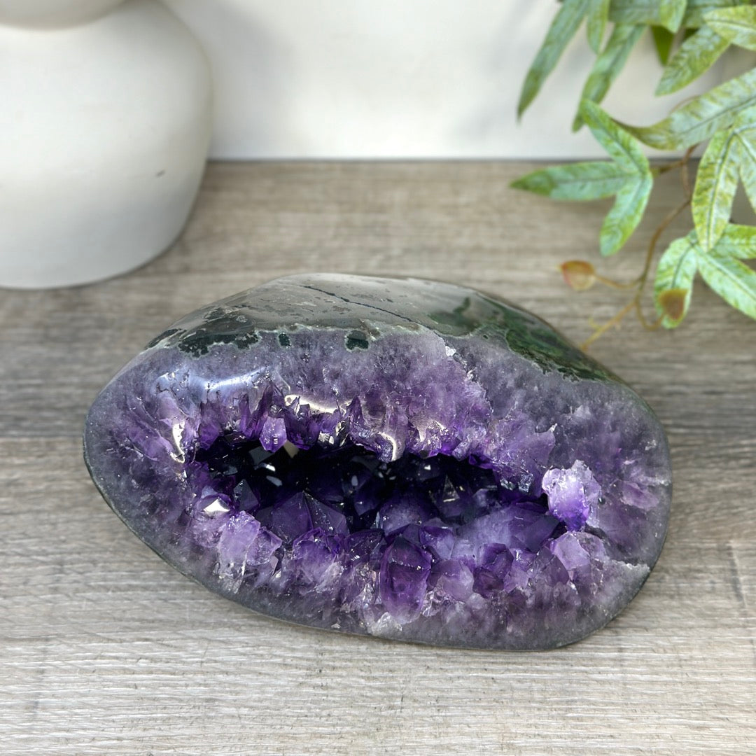 Large Amethyst Stone Geode with Polished agate Shell - STGE0085