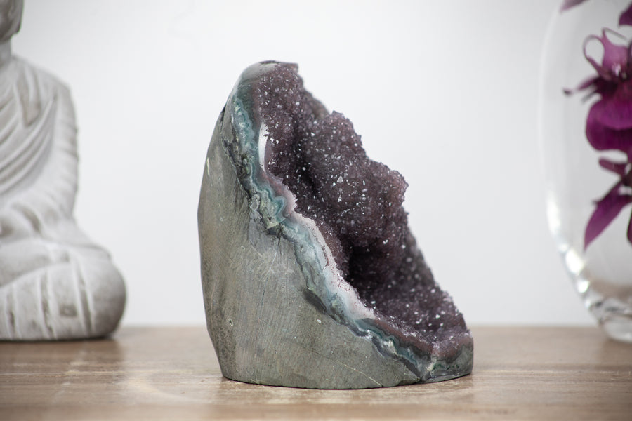 Natural Sparkly Druzy Amethyst with Jasper Shell - GQTZ0339
