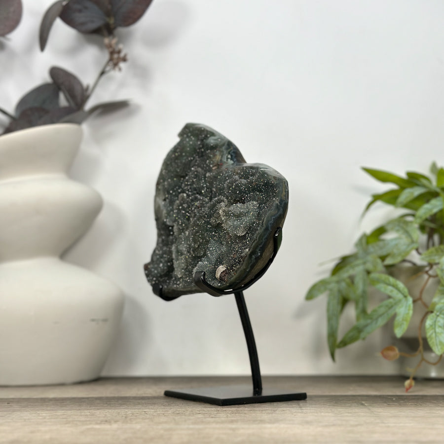 Natural Green Tone Sugar Quartz Specimen - Stand Included - MWS3181