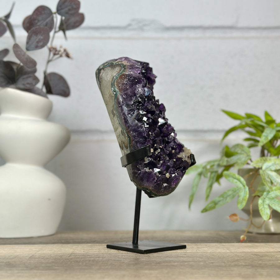 Natural Deep Purple Amethyst Cluster on Metal Stand - MWS3133