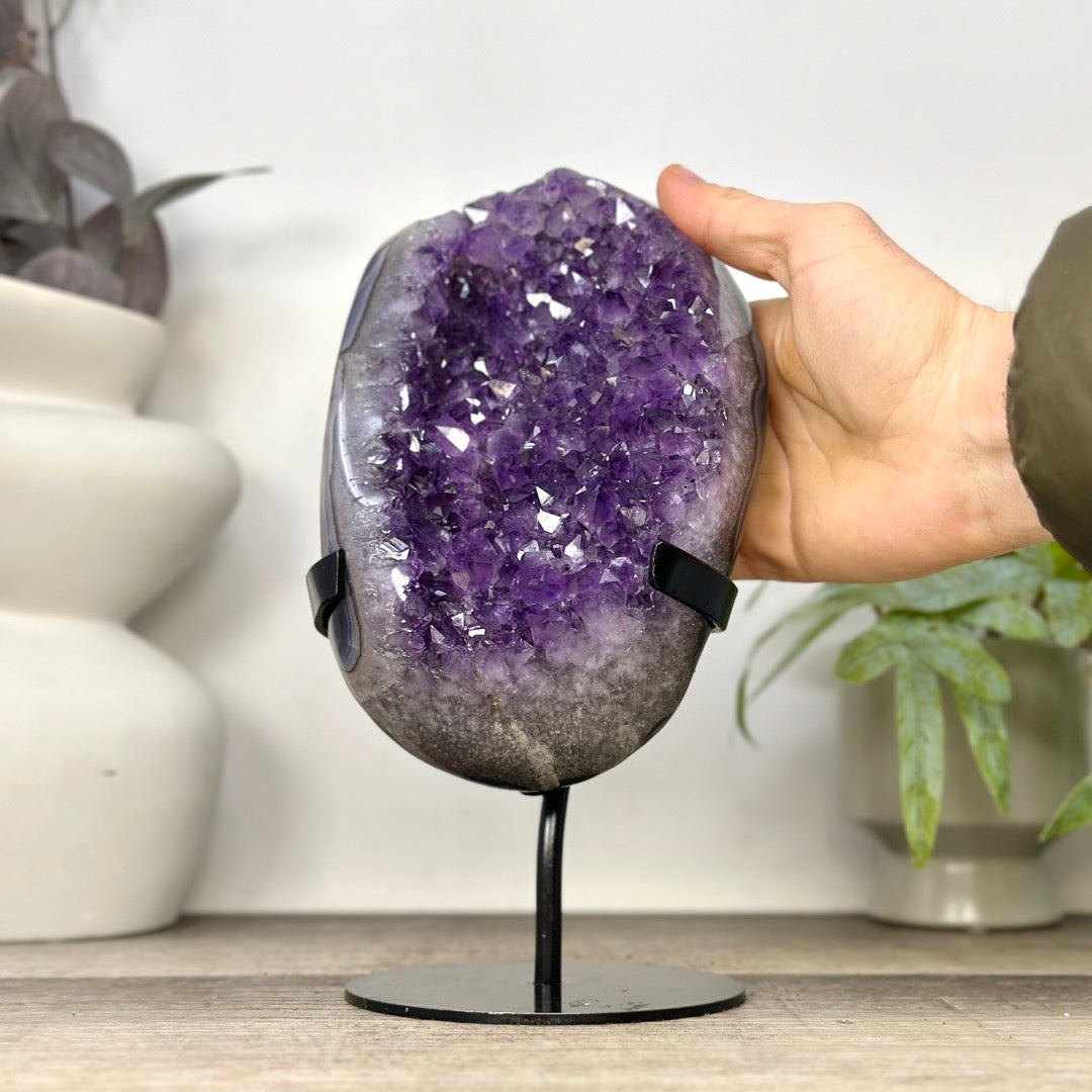 Natural Amethyst Crystal with Metallic Stand - MWS3360
