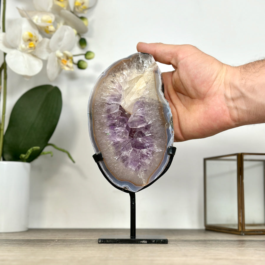 Amethyst Geode Slice with Deep Purple Crystals - MWS2914