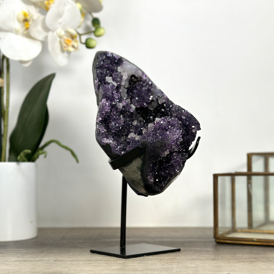 Stunning Natural Amethyst Crystal Cluster with Calcite Inclusions - MWS2258