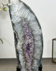 Natural Quartz & Amethyst Stone Geode Slice on Stand - MWS3004
