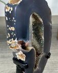 Natural Agate & Quartz Druzy Stone Portal with Metal Stand - MWS2237