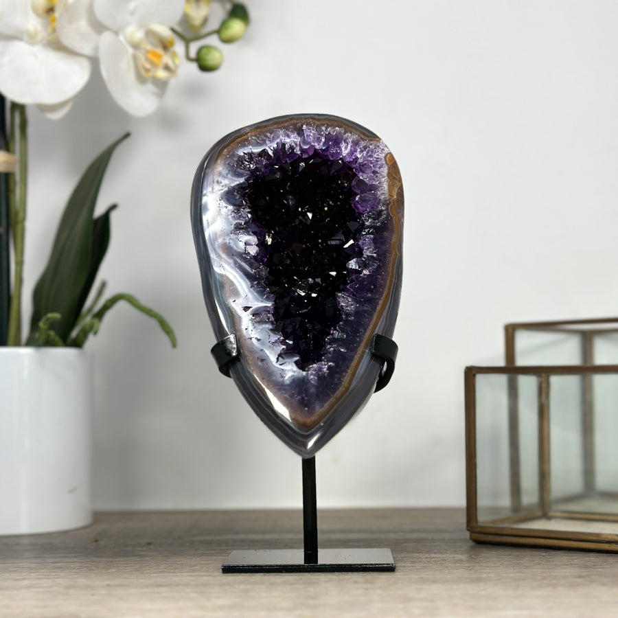 Natural Agate &amp; Amethyst Geode, Stand included - MWS2173