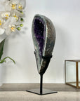 Deep Purple Amethyst Geode on Metal Stand – Stunning Crystal Formation for Shelf Display - MWS2701