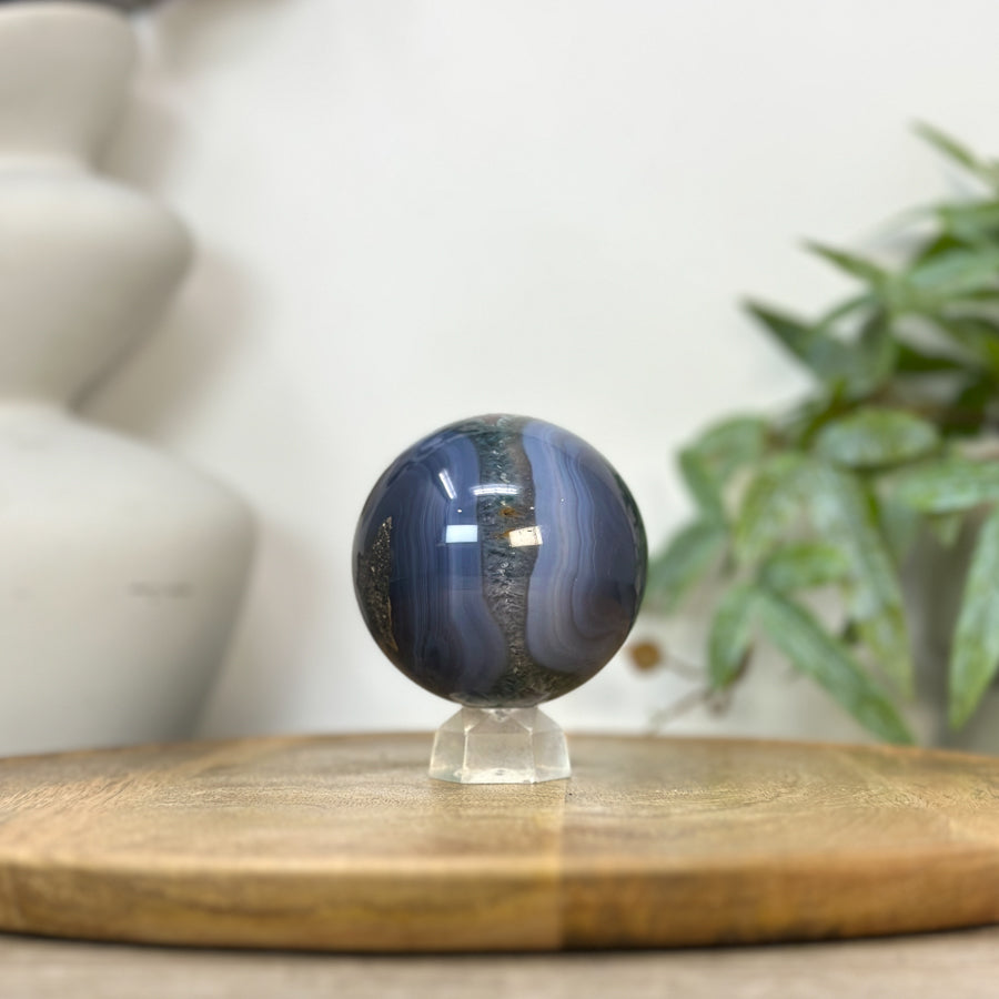 Banded Agate &amp; Druzy Sphere Geode - SPH0220