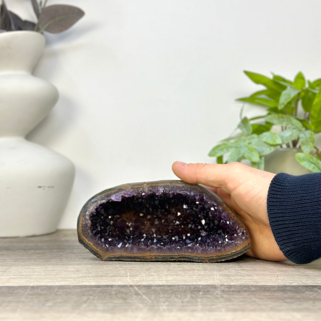 Uruguayan Amethyst Geode with Polished Agate Shell - STGE0118