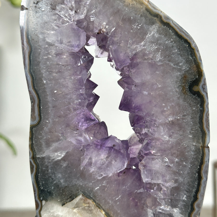 Natural Amethyst Geode Slice Portal with Stand - MWS1947