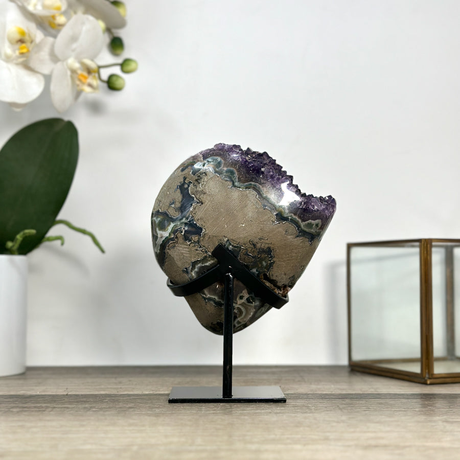 Amethyst Geode with Deep Purple Crystals – Natural Display Specimen on Stand - MWS2888