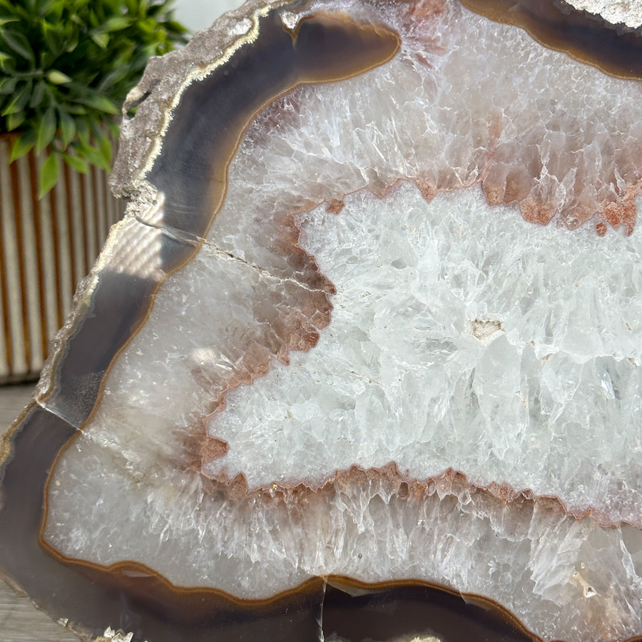 Natural Agate &amp; Quartz Stone Slice for Home Decor - SLC0012