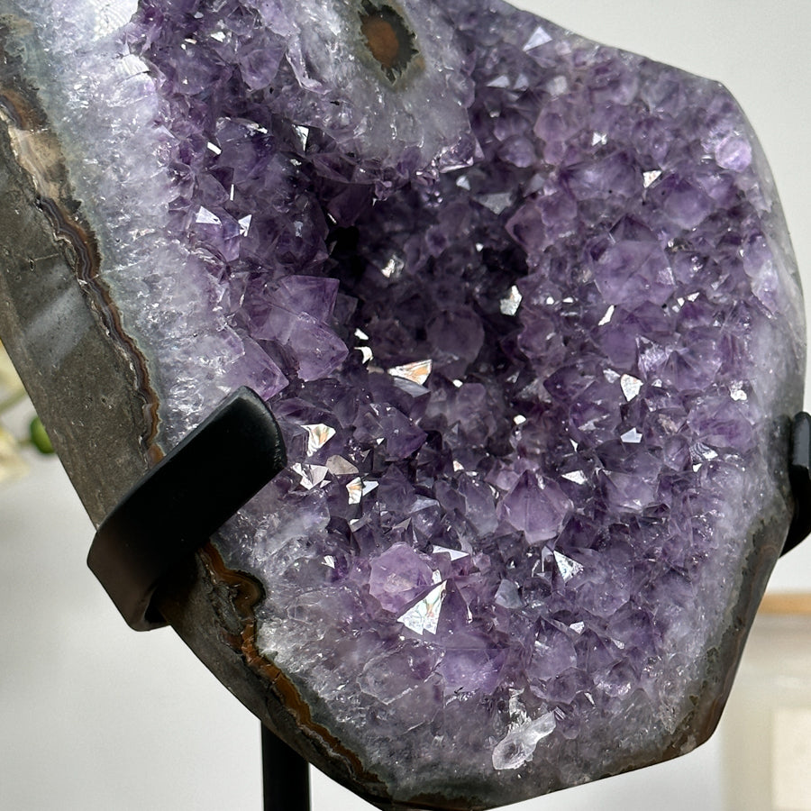 Natural Amethyst Crystal Geode with Stalactite Eye Formation - MWS1344