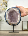 Natural Blue Agate & Amethyst Geode on Stand - MWS3022