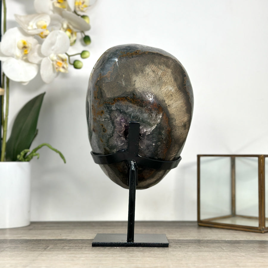Natural Uruguayan Amethyst Geode on Metal Stand - MWS2780