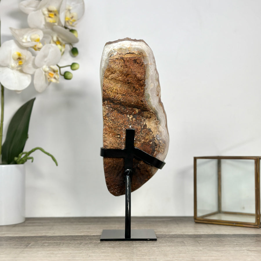 Natural Peach Tone Crystal on Stand – Unique Mineral Specimen for Display - MWS2826