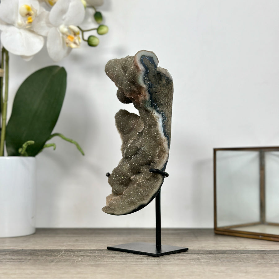 Natural Druzy Crystal with Green Color Tones – Unique Mineral Display Piece" - MWS2898