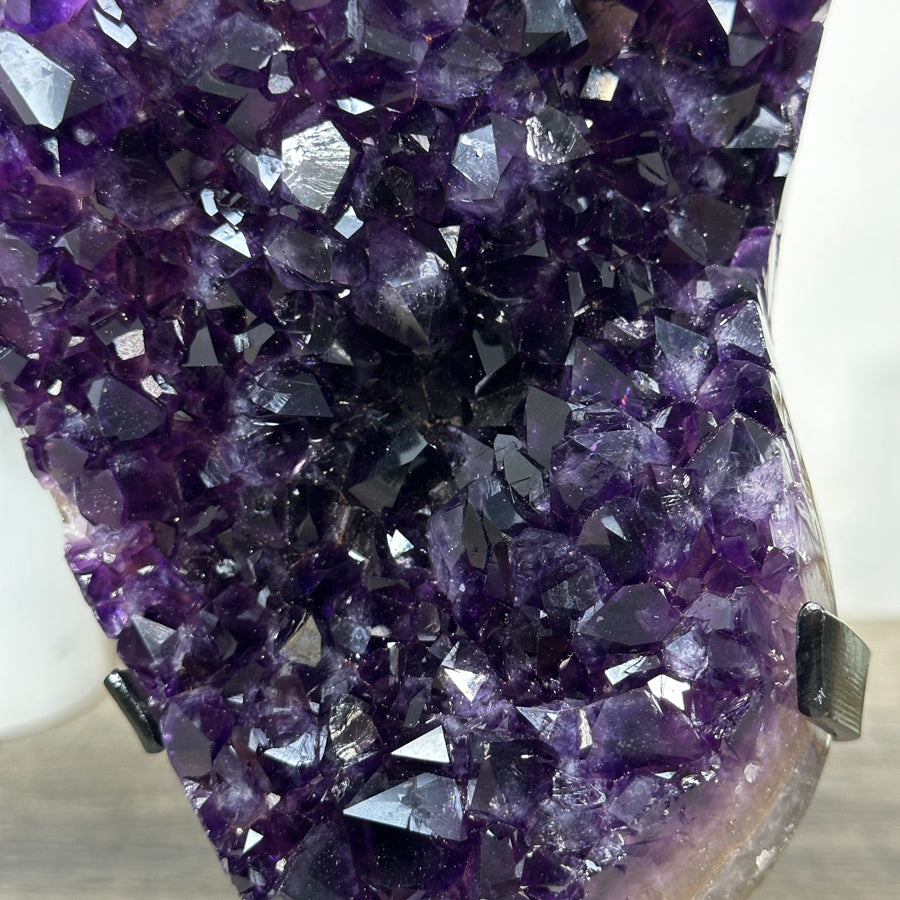Uruguayan Amethyst Crystal Geode on Stand – Vibrant Purple Druzy - MWS2181