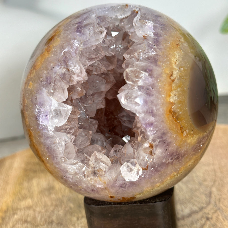 Amethyst &amp; Agate Sphere Geode with Crystal Cavity - SPH0204