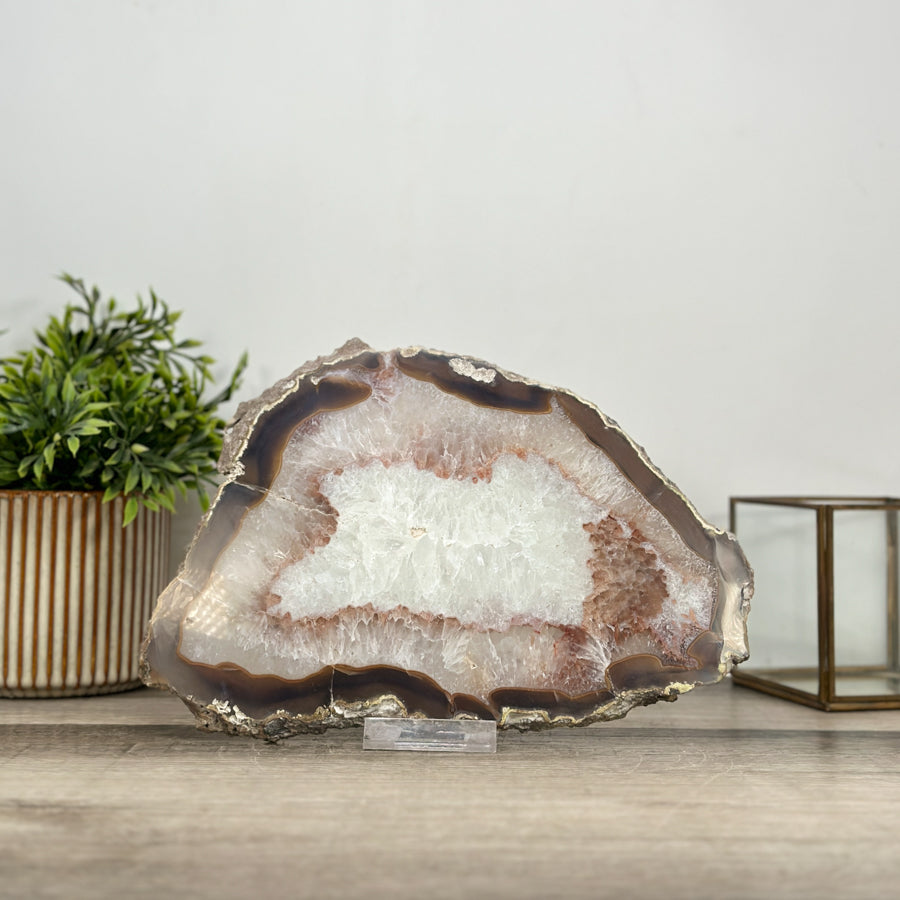 Natural Agate &amp; Quartz Stone Slice for Home Decor - SLC0012