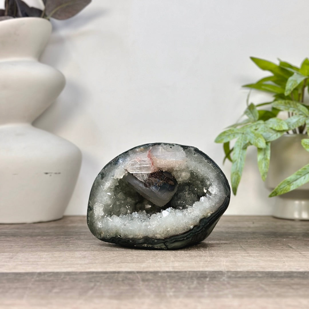 Natural Quartz Geode with Calcite Inclusion - STGE0116